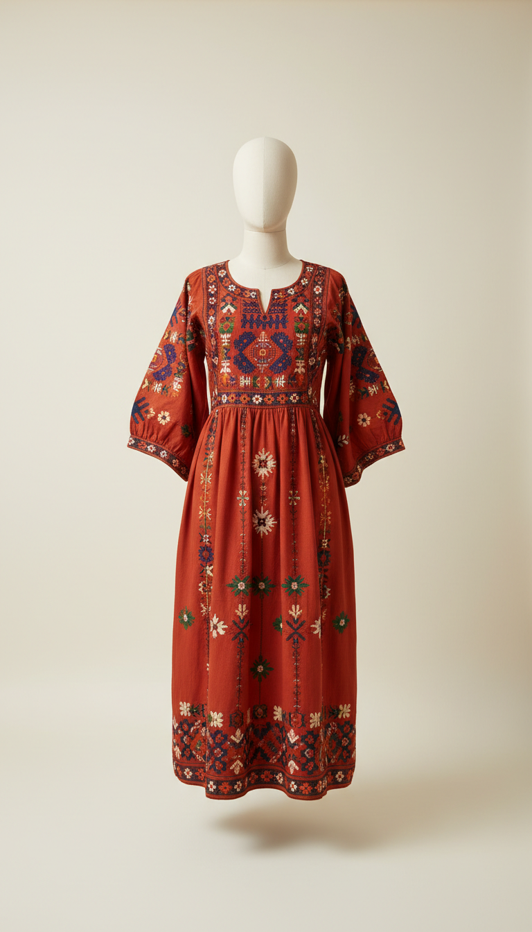Embroidered Shawl in Bold Hues